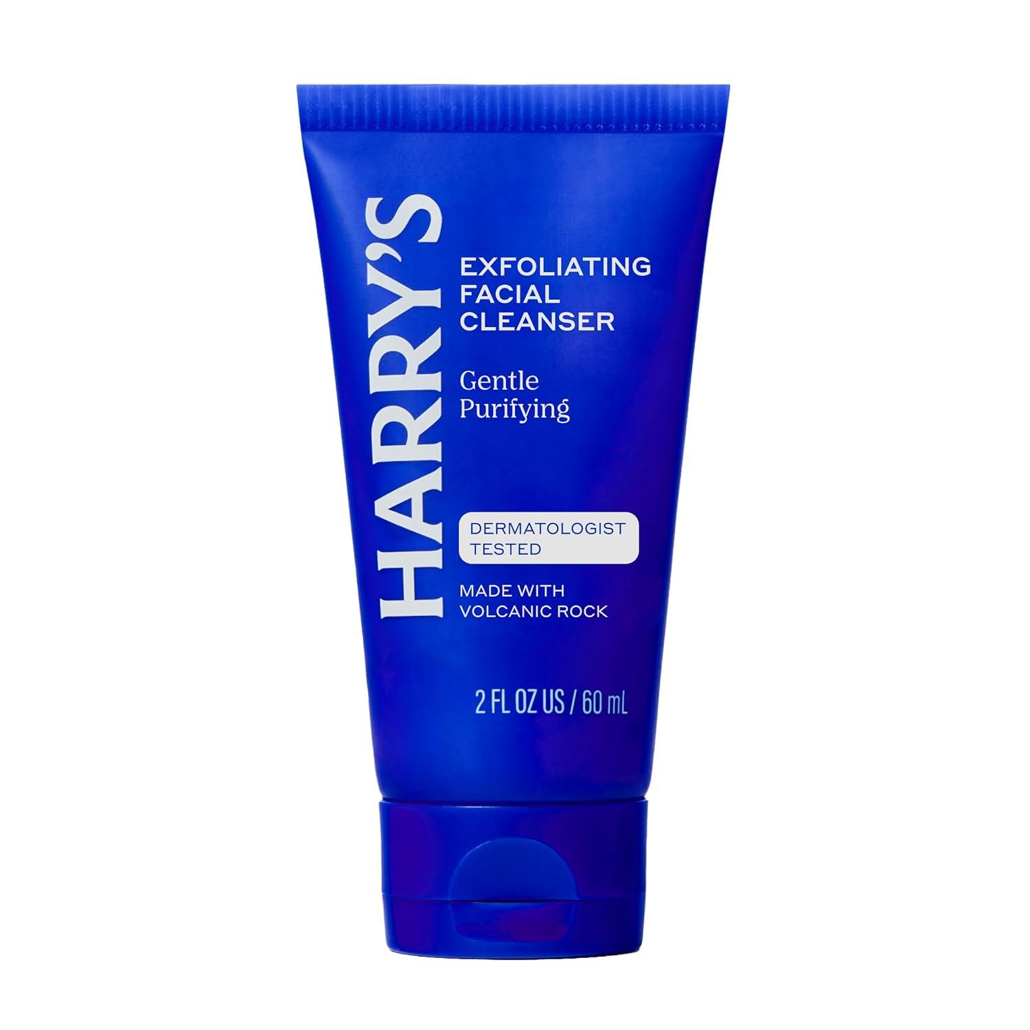 imageHarrys Exfoliating Face Wash for Men Gentle Facial Skin Care Products with Volcanic Rock Exfoliant 71 Fl Oz Home and Trial and Travel Bundle