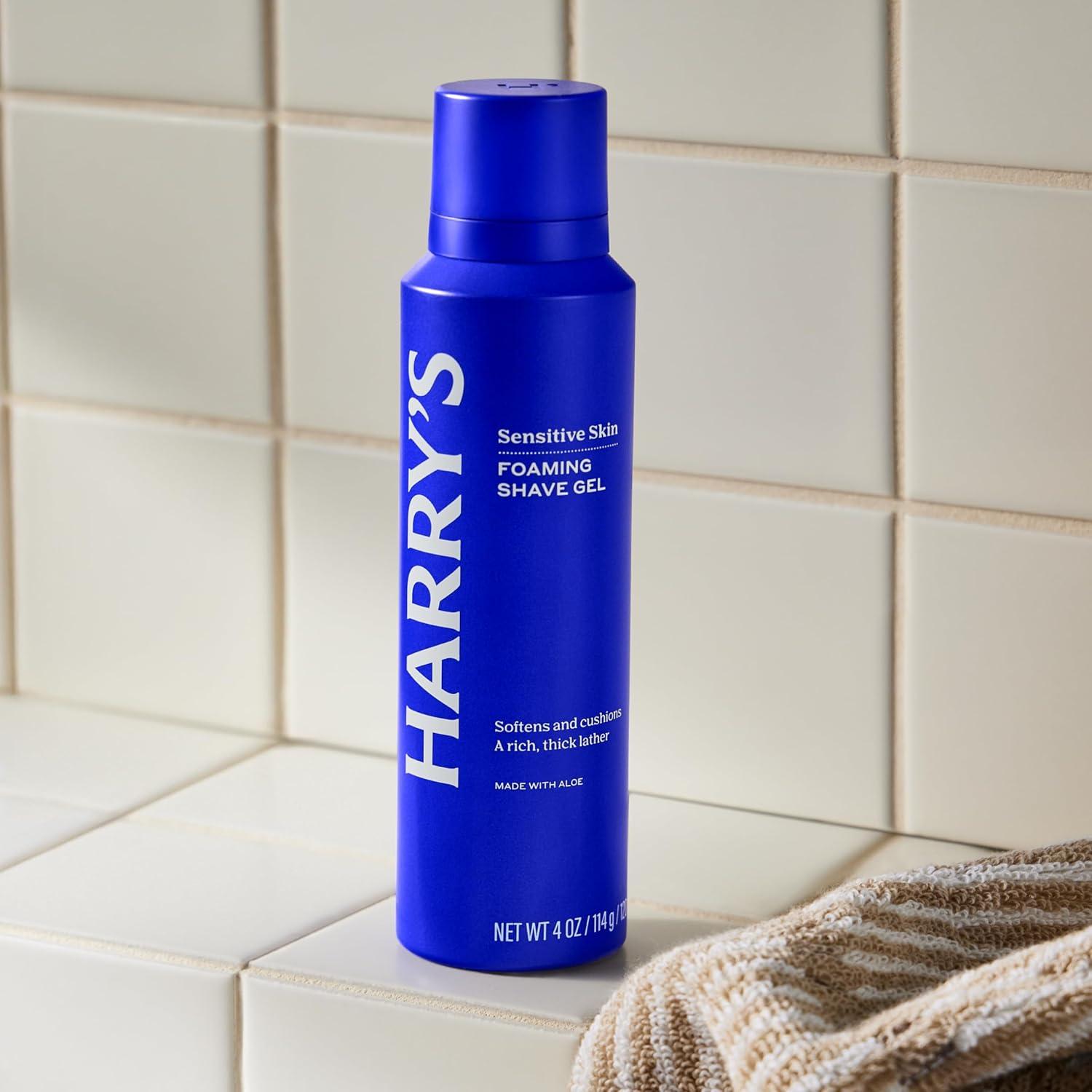 imageHarrys Original Shaving Kit for Men Razor Handle 3 Razor Blade Refills Foaming Shave Gel and Travel Blade Cover German Engineered Ocean BlueCharcoal