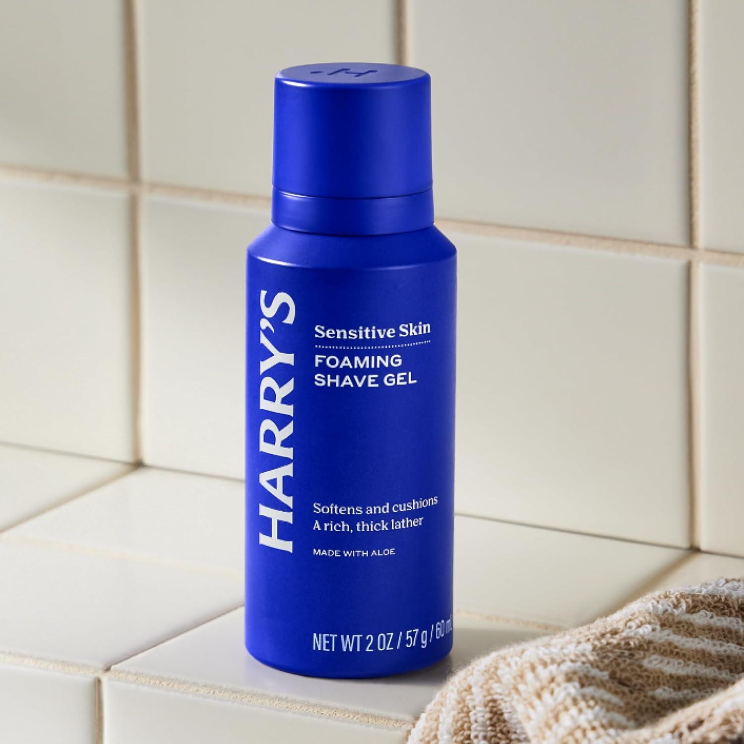 imageHarrys Original Shaving Kit for Men Razor Handle 5 Razor Blade Refills Foaming Shave Gel Travel Blade Cover German Engineered Chrome EditionSage