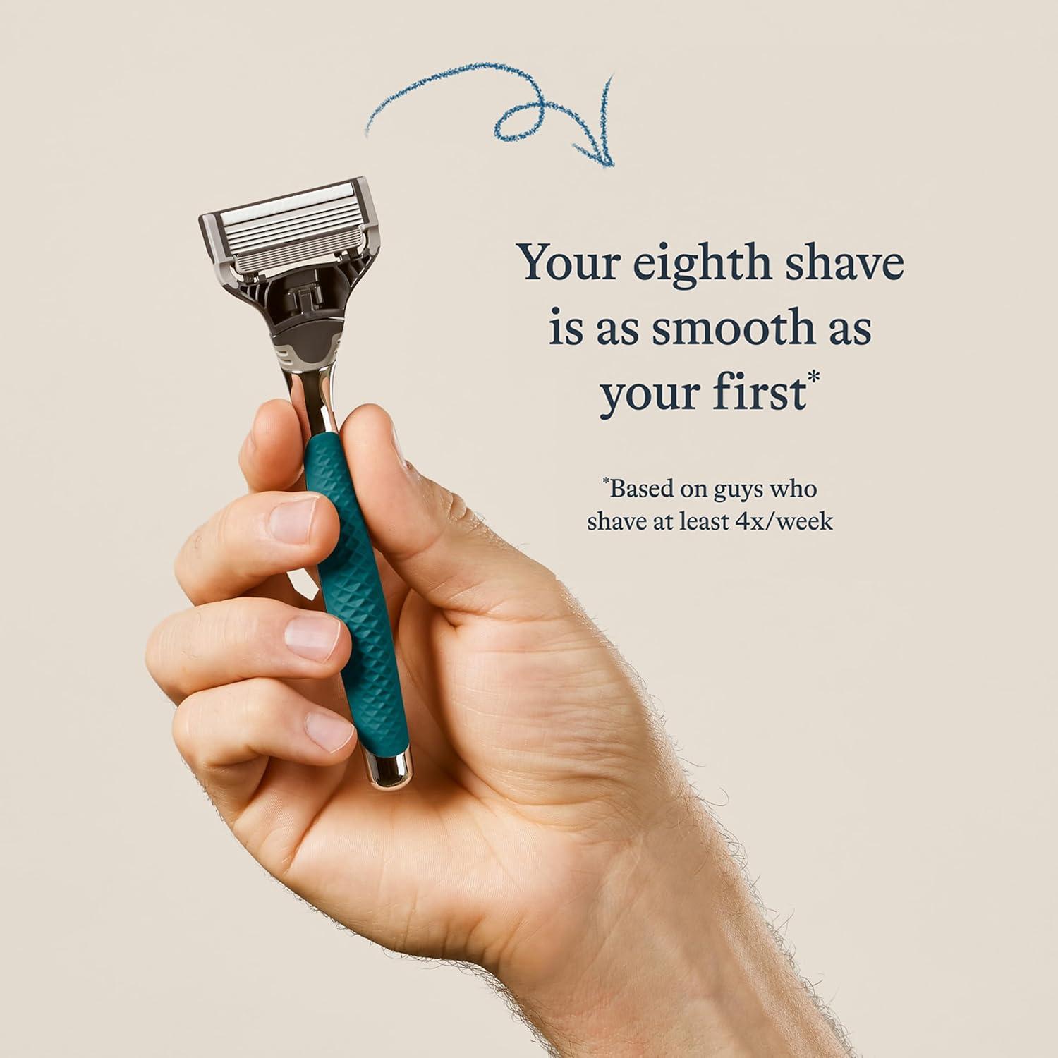 imageHarrys Razors for Men Winston Chrome Razor Handle 1 Handle and 1 Razor Blade Refill GermanEngineered Blades with Lubricating Strip and Precision TrimmerGreen Chrome Handle