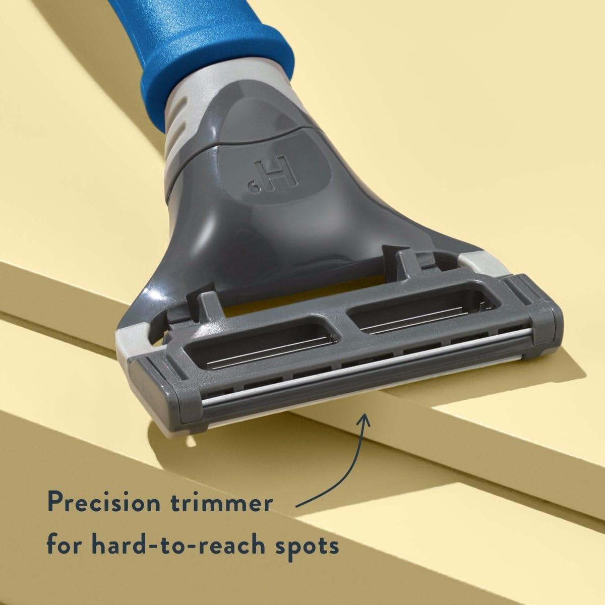 imageHarrys Razors for Men Winston Chrome Razor Handle 1 Handle and 1 Razor Blade Refill GermanEngineered Blades with Lubricating Strip and Precision TrimmerIndigo Blue Handle