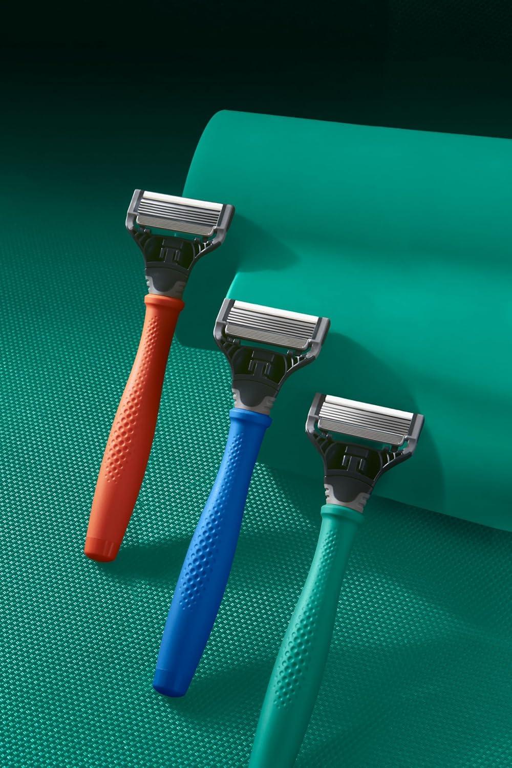 imageHarrys Razors for Men Winston Chrome Razor Handle 1 Handle and 1 Razor Blade Refill GermanEngineered Blades with Lubricating Strip and Precision TrimmerIndigo Blue Handle