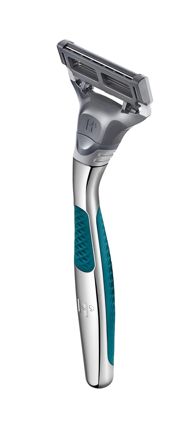 imageHarrys Razors for Men Winston Chrome Razor Handle 1 Handle and 1 Razor Blade Refill GermanEngineered Blades with Lubricating Strip and Precision TrimmerGreen Chrome Handle