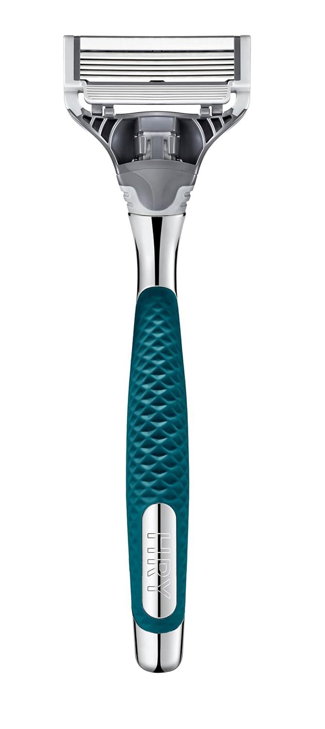 imageHarrys Razors for Men Winston Chrome Razor Handle 1 Handle and 1 Razor Blade Refill GermanEngineered Blades with Lubricating Strip and Precision TrimmerGreen Chrome Handle