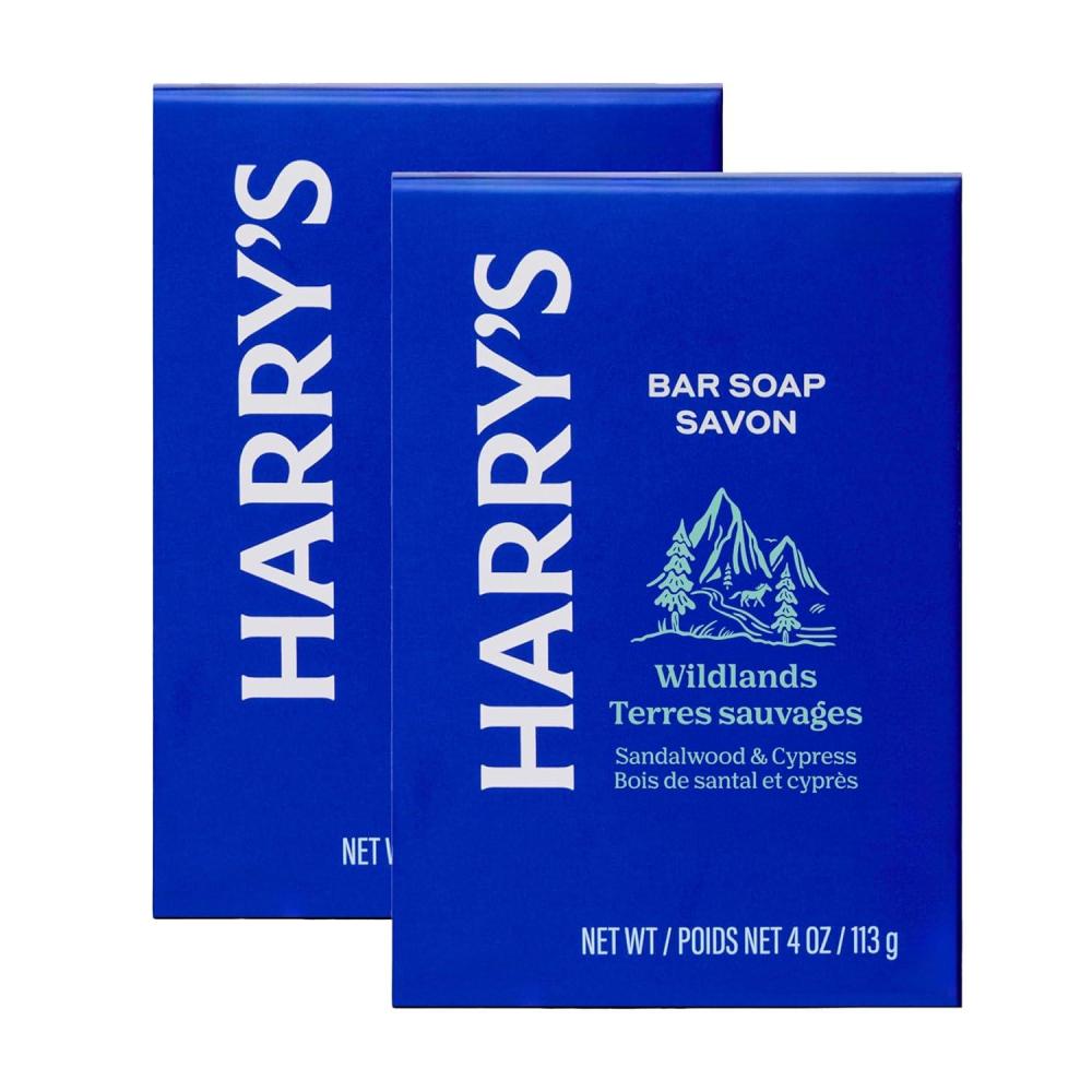 imageHarrys Bar Soap for Men  Wildlands Scent  2 Pack 4 oz  Mens Body Soap  Made with PlantBased Cleansers  No Parabens Sulfates or DyesWildlands