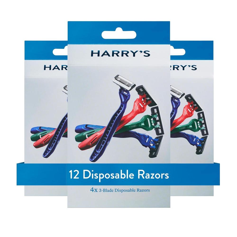 imageHarrys Disposable Razors for Men  10 Count  3Blade Mens Razors for Travel and OntheGo Convenience12 Count