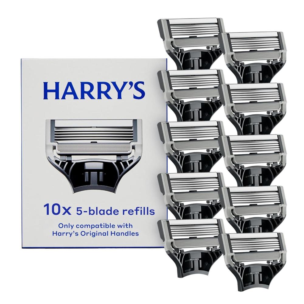 imageHarrys Original Razor Blades for Men 10 Count Premium Razor Blade Refill Cartridges German Engineered10 Count Pack of 1