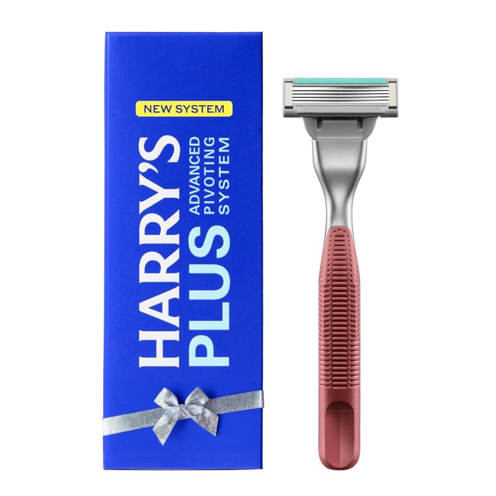 imageHarrysPLUS Razor for Men  Premium Handle and Razor Blade Cartridge  Advanced Pivoting System  Shaving Kit for Men  Clay