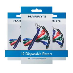 Harry’s Disposable Razors for Men – 10 Count – 3-Blade Men’s Razors for Travel and On-the-Go Convenience(12 Count)