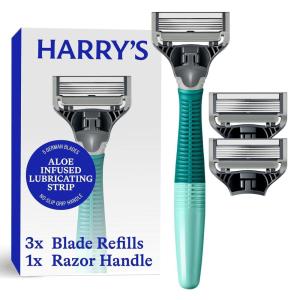 Harry’s Original Shaving Kit for Men – Razor Handle and 3 Razor Blade Refill Cartridges – German Engineered – Chrome Edition(Sage)