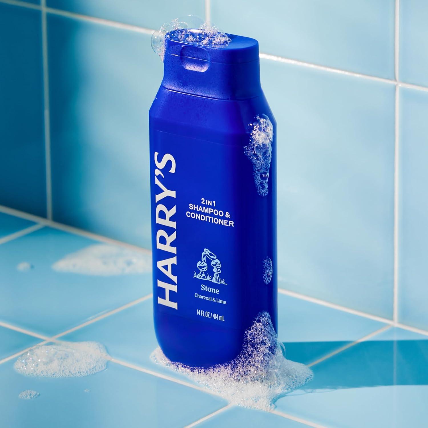 imageHarrys Mens 2 in 1 Shampoo and Conditioner for All Hair Types New Stone Scent 3 Pack 14 fl oz No Parabens or SulfatesStone