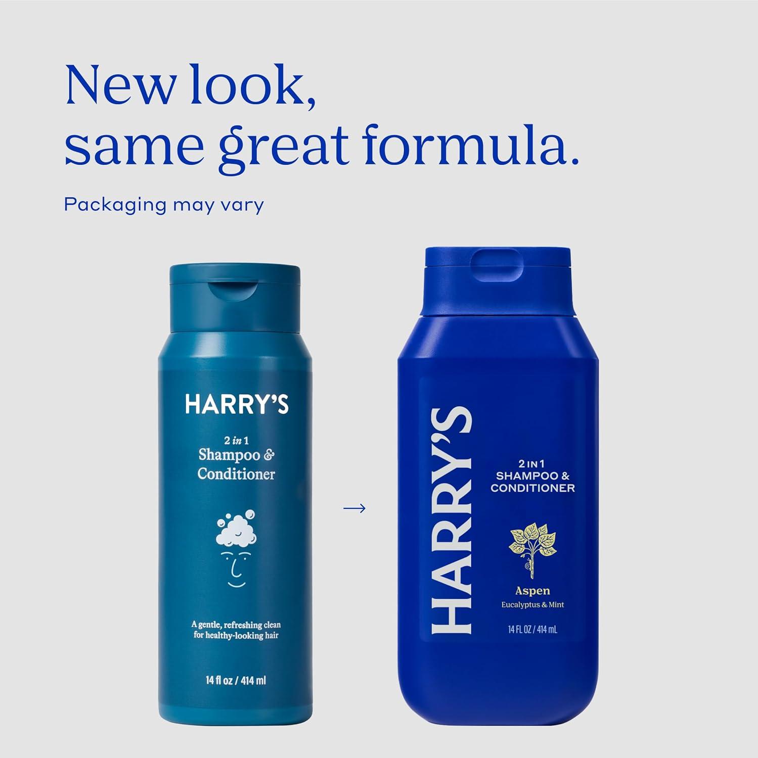 imageHarrys Mens 2 in 1 Shampoo and Conditioner for All Hair Types Original Aspen Scent 3 Pack 14 fl oz No Parabens or SulfatesOriginal