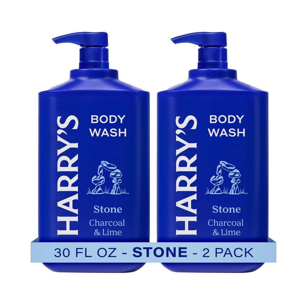imageHarrys Mens Body Wash with Pump Stone  2 Pack 30 fl oz  Shower Gel for Men  No Parabens Sulfates or Dyes