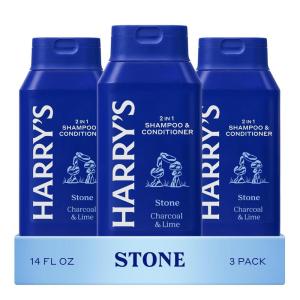 Harry’s Men’s 2 in 1 Shampoo and Conditioner for All Hair Types – New Stone Scent – (3 Pack) 14 fl oz – No Parabens or Sulfates(Stone)