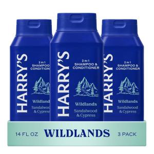 Harry’s Men’s 2 in 1 Shampoo and Conditioner for All Hair Types – New Stone Scent – (3 Pack) 14 fl oz – No Parabens or Sulfates(Wildlands)