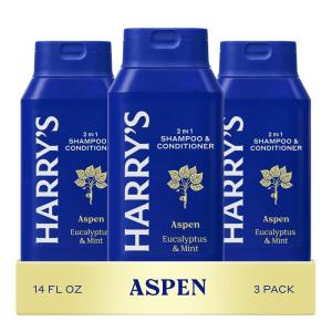 Harry’s Men’s 2 in 1 Shampoo and Conditioner for All Hair Types – Original Aspen Scent – (3 Pack) 14 fl oz – No Parabens or Sulfates(Aspen (Original))