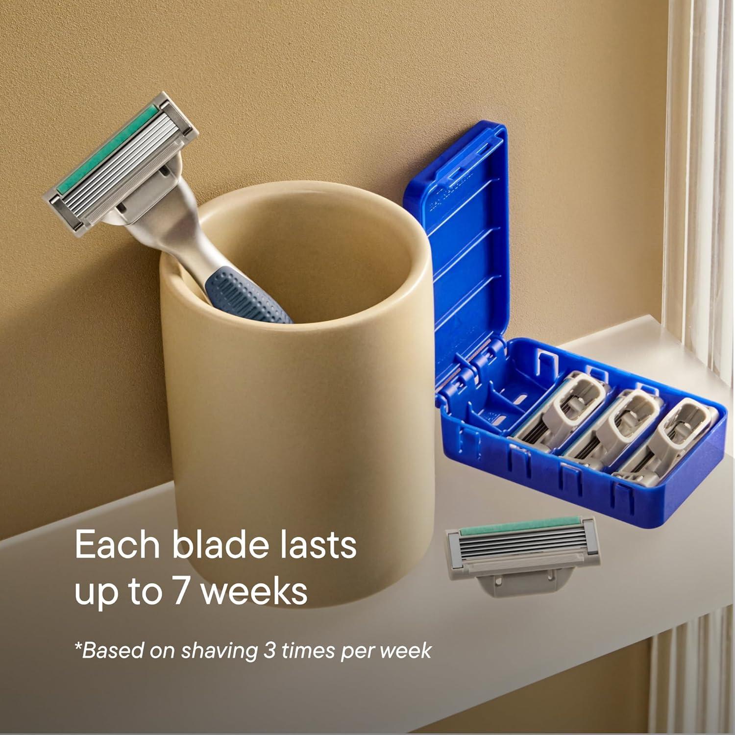 imageHarrys Plus Razor Shaving Kit for Men Premium Handle and 3 Razor Blade Cartridges Advanced Pivoting System ClayOnyx