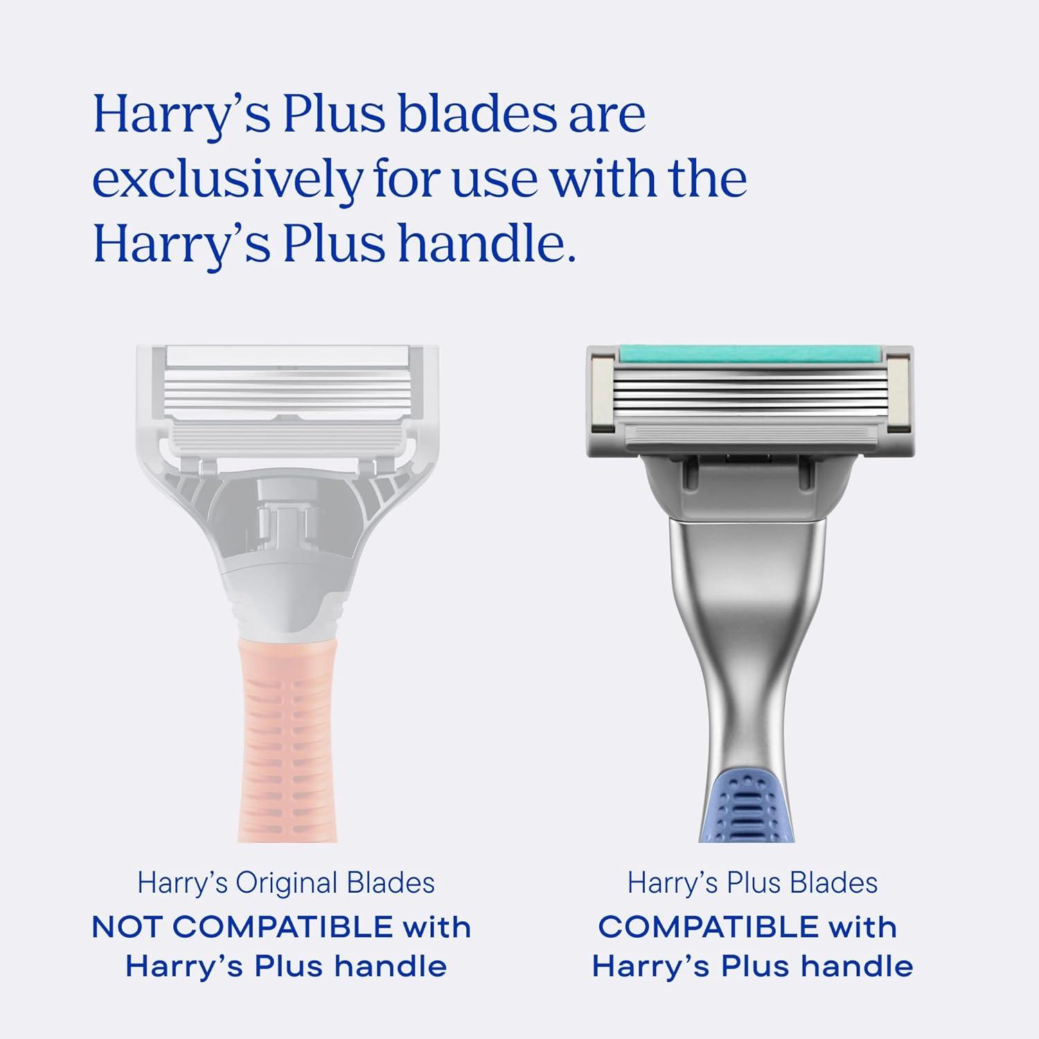 imageHarrys Plus Razor Shaving Kit for Men Premium Handle and 3 Razor Blade Cartridges Advanced Pivoting System ClayTide
