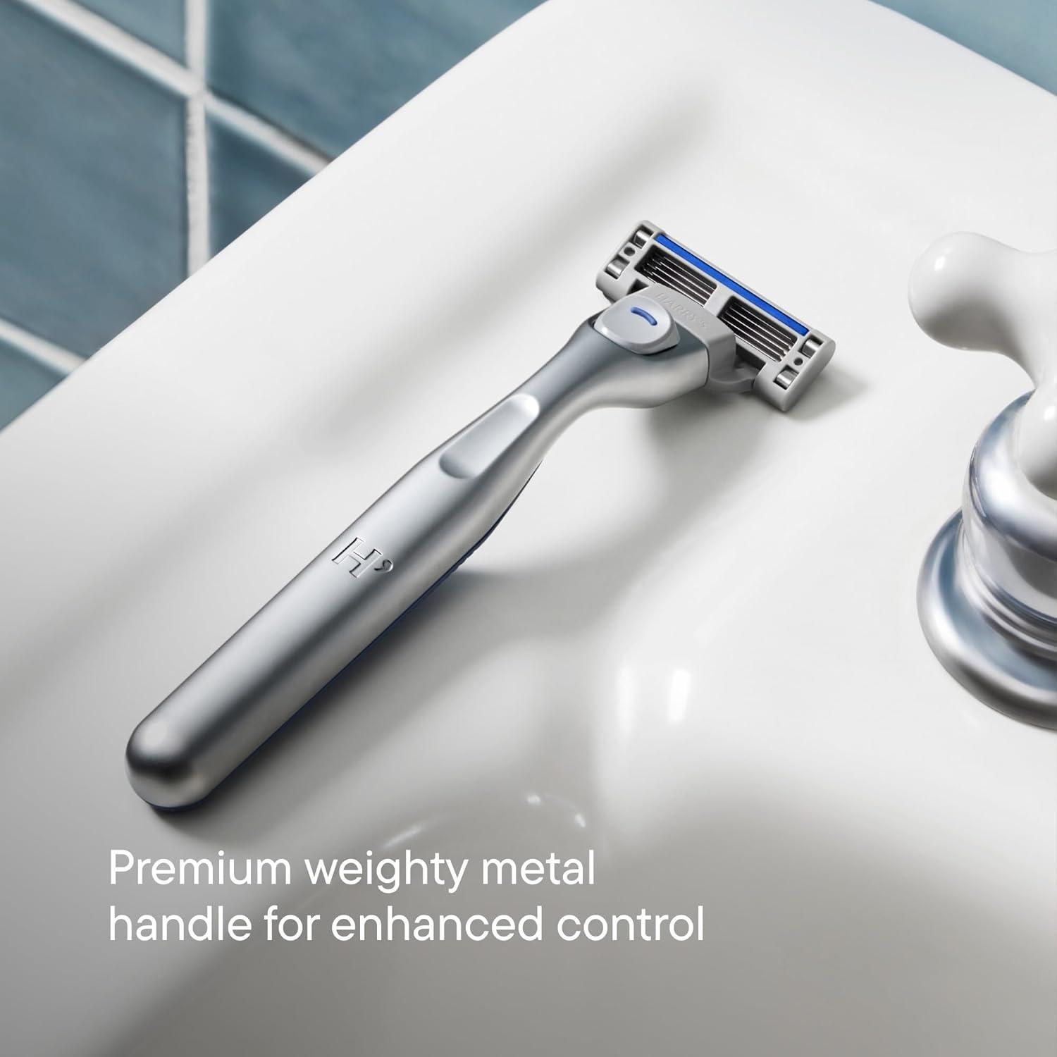 imageHarrys Plus Razor Shaving Kit for Men Premium Handle and 3 Razor Blade Cartridges Advanced Pivoting System ClayTide
