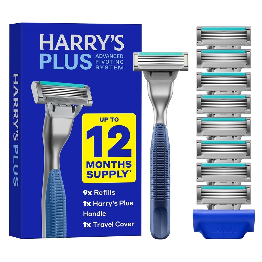 image:imageHarrys Plus Razor and Blade Value Pack 1 Razor Handle Tide 9 Razor Blade Refill Cartridges German Engineered Up to 12 Months of Smooth Shaving