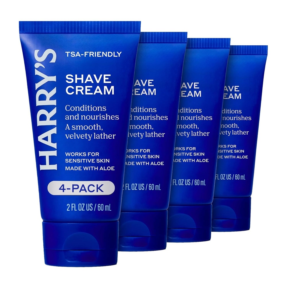 image:imageHarrys Shaving Cream for Men with Aloe and Eucalyptus  4 Pack 2 oz  Conditions Skin and Softens Facial Hair  TSA Approved Travel Essentials  Safe for Sensitive Skin2 Ounce Pack of 4