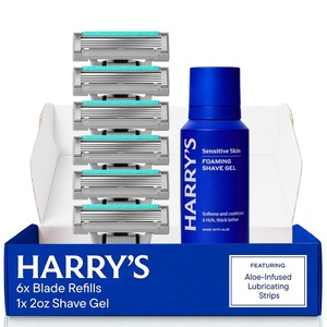 Harry’s Plus Razor Refills – 4 Cartridges with Travel Blade Cover – Compact Cartridge Design for Precise Control – Shaving Kit for Men – Only Compatible with Harry’s Plus Handles(6 Count + 1 Shave Gel)
